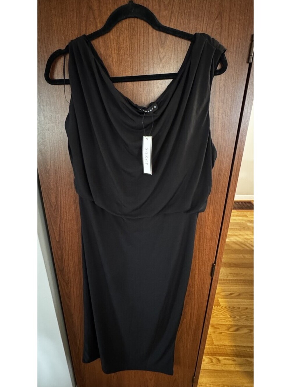 SONCY Women’s Black Cowl Neck Midi Dress Sleeveless Size 1 1X 14/16 NWT